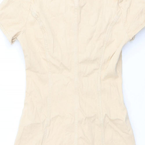 Topshop Womens Beige Cotton Playsuit One-Piece Size 12 Button