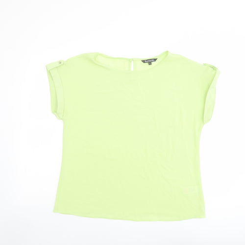 Bonmarché Womens Green Polyester Basic T-Shirt Size 14 Round Neck