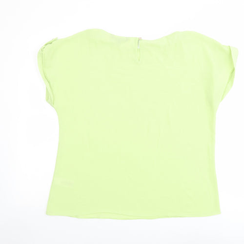 Bonmarché Womens Green Polyester Basic T-Shirt Size 14 Round Neck