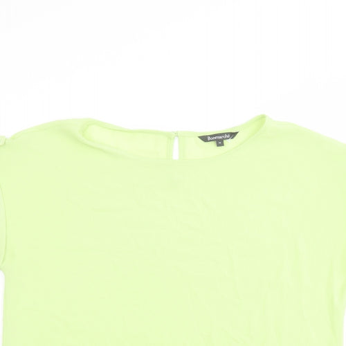 Bonmarché Womens Green Polyester Basic T-Shirt Size 14 Round Neck