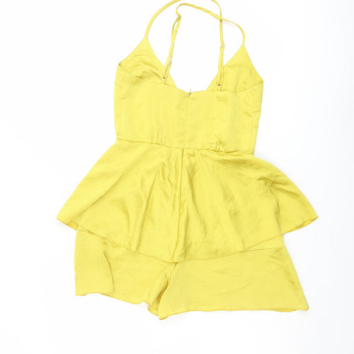 Missguided Womens Yellow Polyester Playsuit One-Piece Size 4 Zip