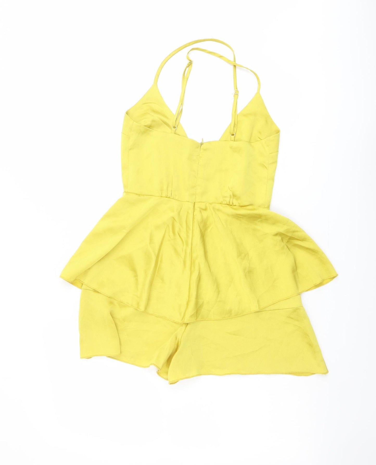 Missguided Womens Yellow Polyester Playsuit One-Piece Size 4 Zip