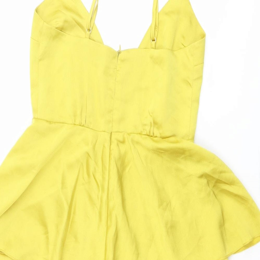 Missguided Womens Yellow Polyester Playsuit One-Piece Size 4 Zip