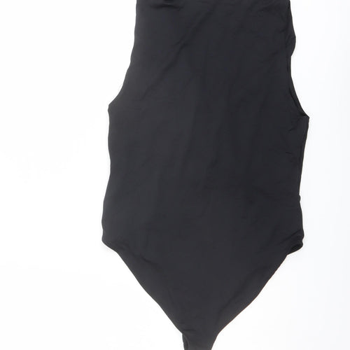 Stradivarius Womens Black Polyamide Bodysuit One-Piece Size L Snap