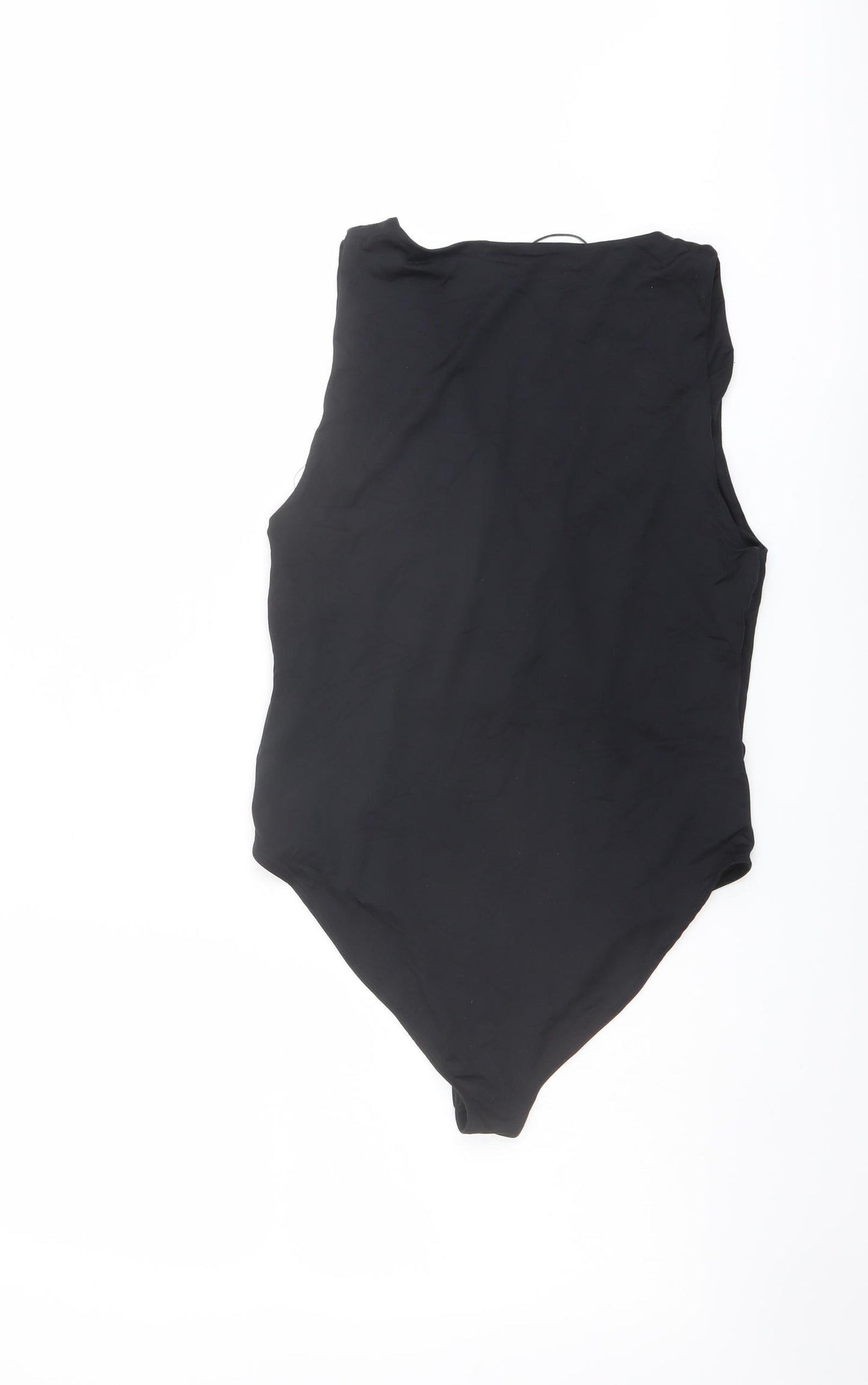 Stradivarius Womens Black Polyamide Bodysuit One-Piece Size L Snap