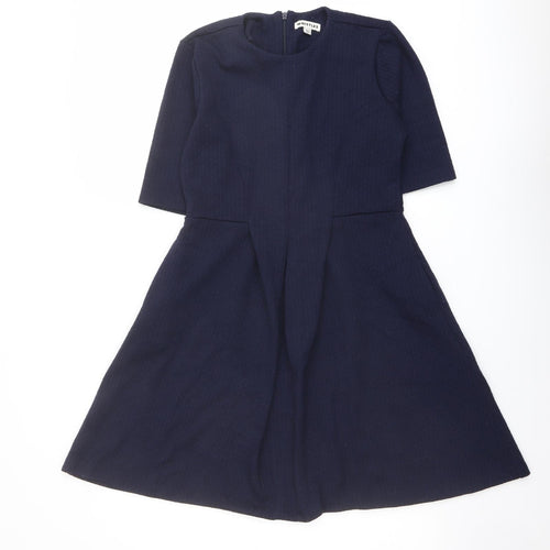 Whistles Womens Blue Polyester Fit & Flare Size 12 Round Neck Zip