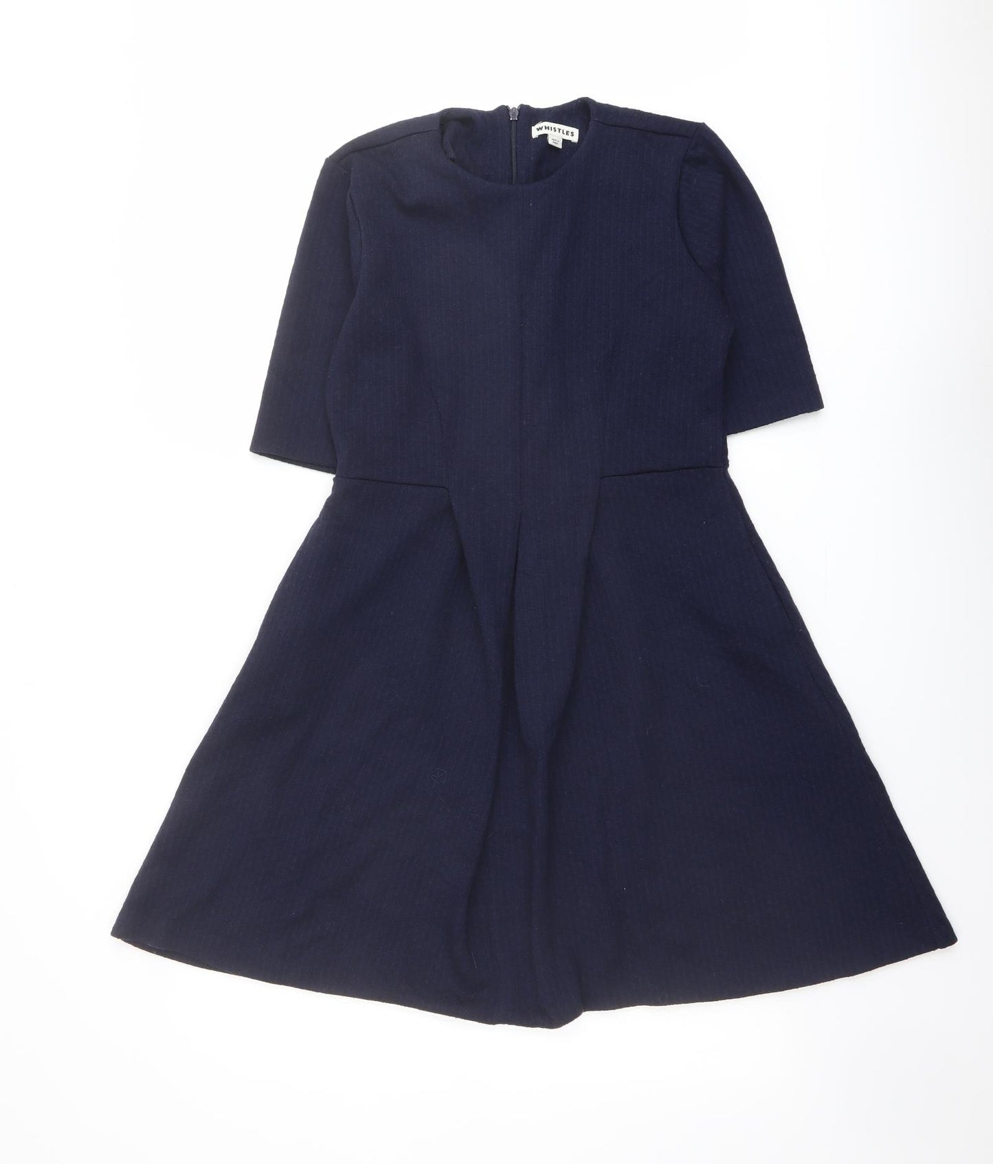 Whistles Womens Blue Polyester Fit & Flare Size 12 Round Neck Zip