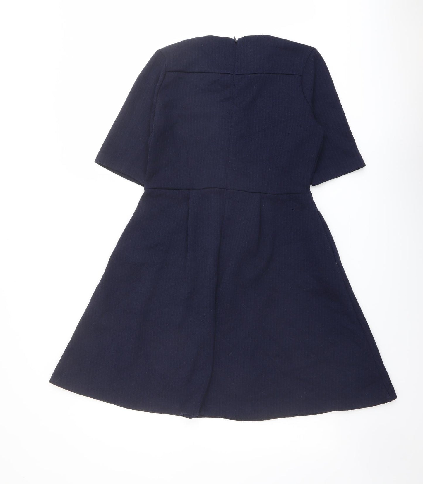 Whistles Womens Blue Polyester Fit & Flare Size 12 Round Neck Zip