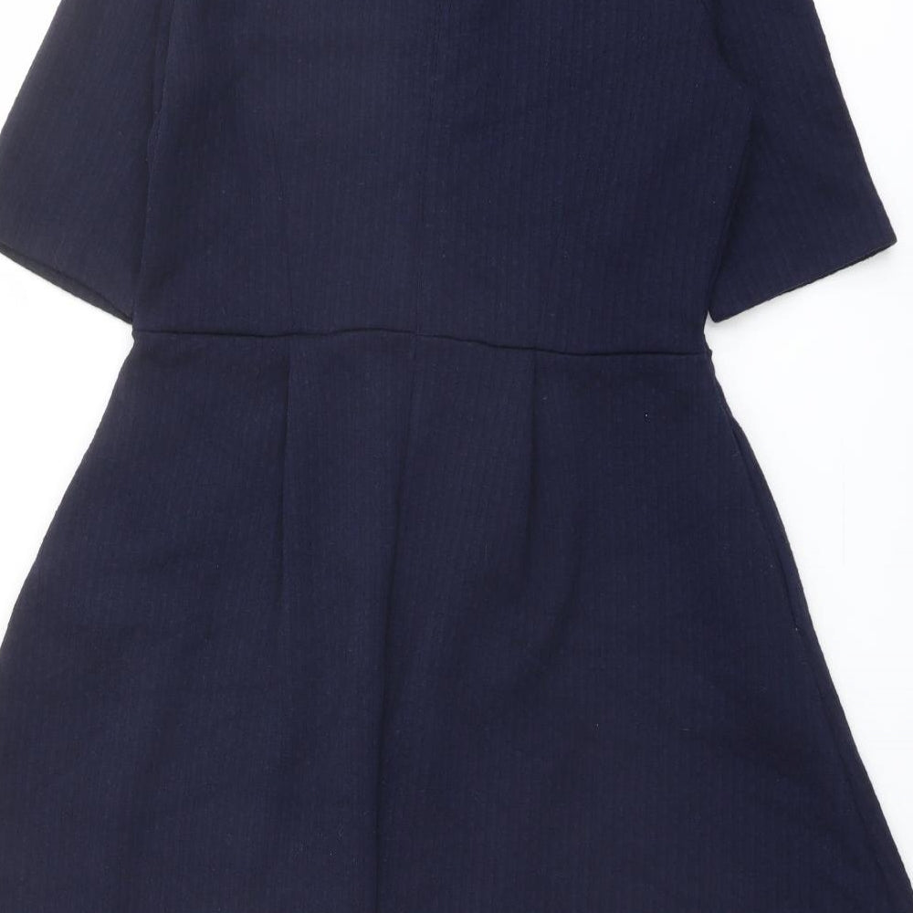 Whistles Womens Blue Polyester Fit & Flare Size 12 Round Neck Zip