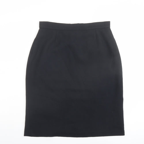 Jessica Reid Womens Black Polyester A-Line Skirt Size 14 Zip