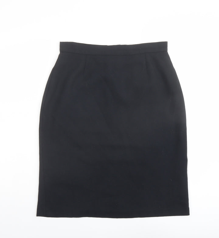 Jessica Reid Womens Black Polyester A-Line Skirt Size 14 Zip