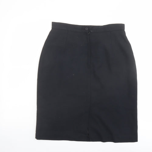 Jessica Reid Womens Black Polyester A-Line Skirt Size 14 Zip