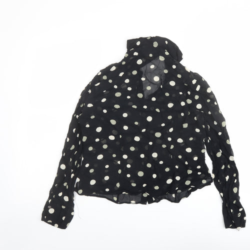 Marks and Spencer Womens Black Polka Dot Viscose Basic Button-Up Size 12 Collared
