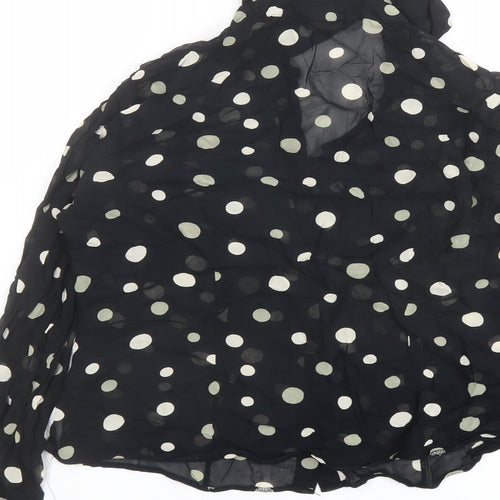 Marks and Spencer Womens Black Polka Dot Viscose Basic Button-Up Size 12 Collared