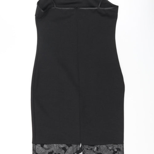 Amy Childs Womens Black Polyester Pencil Dress Size 12 Square Neck Zip