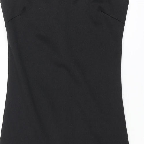 Amy Childs Womens Black Polyester Pencil Dress Size 12 Square Neck Zip