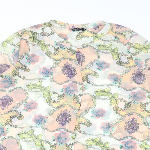 Marina Kaneva Womens Multicoloured Geometric Polyester Basic Button-Up Size 16 Round Neck