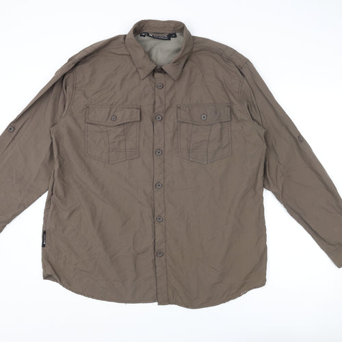 Mountain Warehouse Mens Brown Polyester Button-Up Size XL Collared Button
