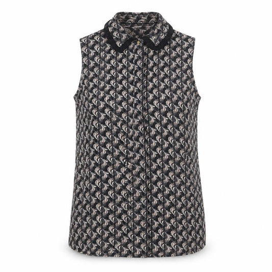 Front view of Next women’s multicoloured geometric polyester basic button-up, size UK 16, collared