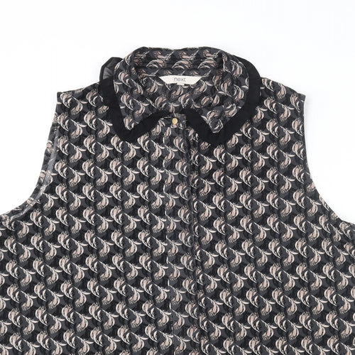 NEXT Womens Multicoloured Geometric Polyester Basic Button-Up Size 16 Collared