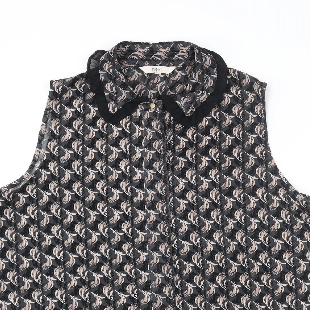 NEXT Womens Multicoloured Geometric Polyester Basic Button-Up Size 16 Collared