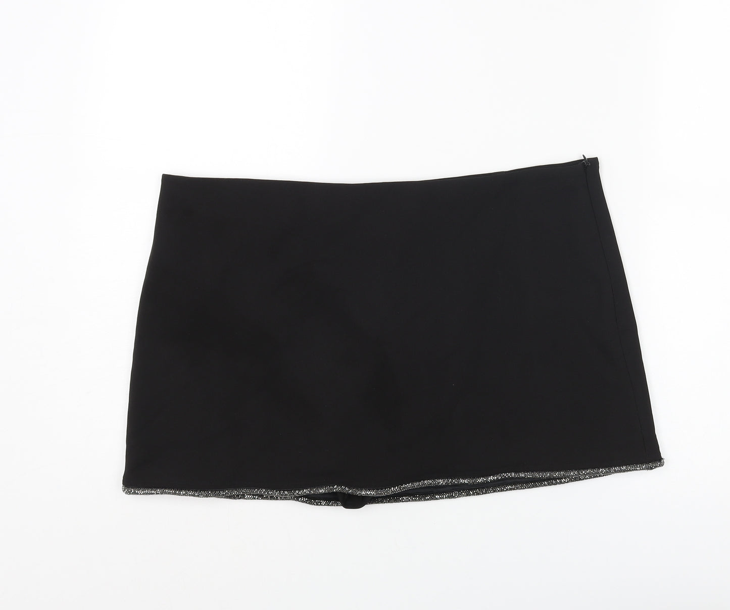 Zara Womens Black Polyester Skort Size XL Zip
