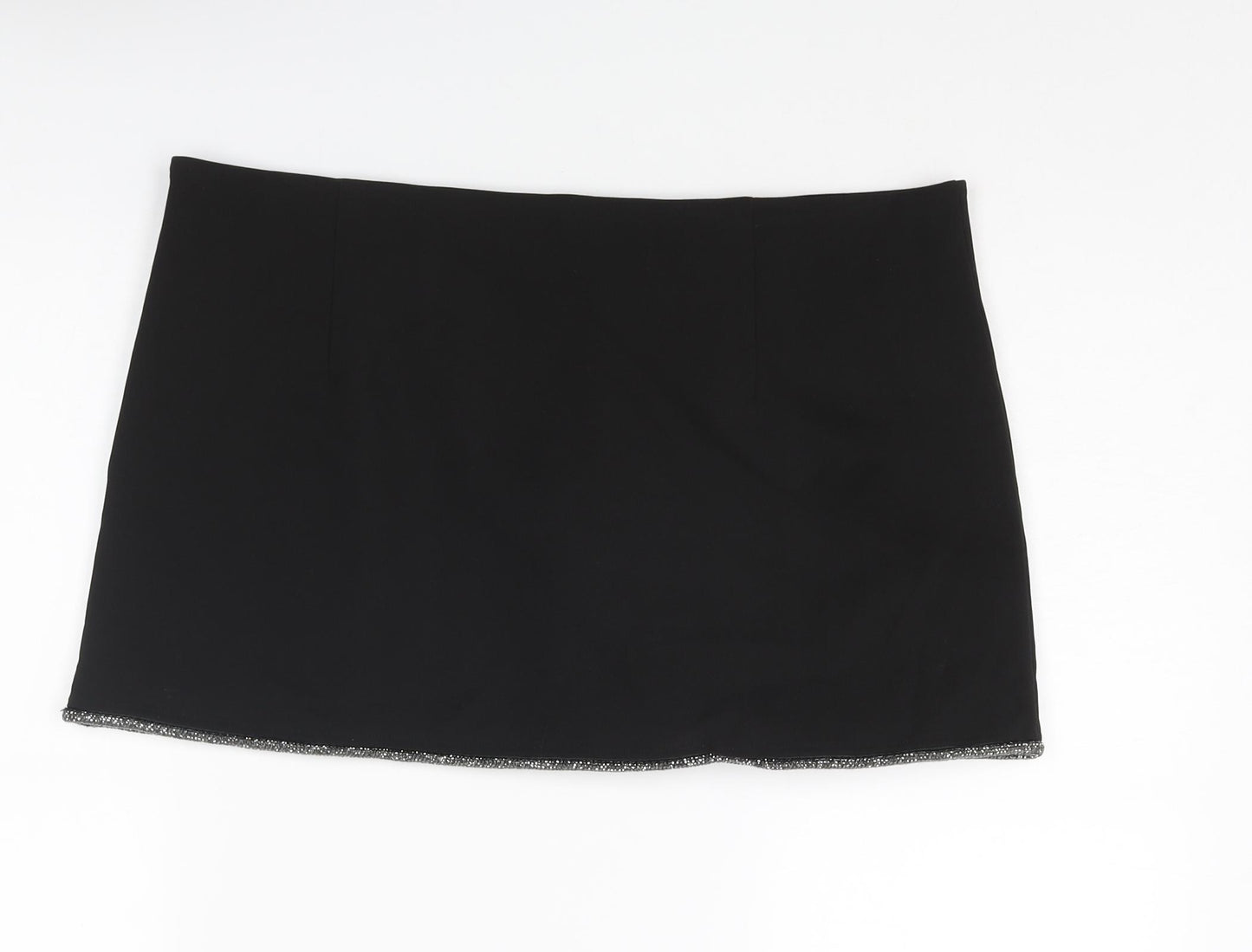 Zara Womens Black Polyester Skort Size XL Zip