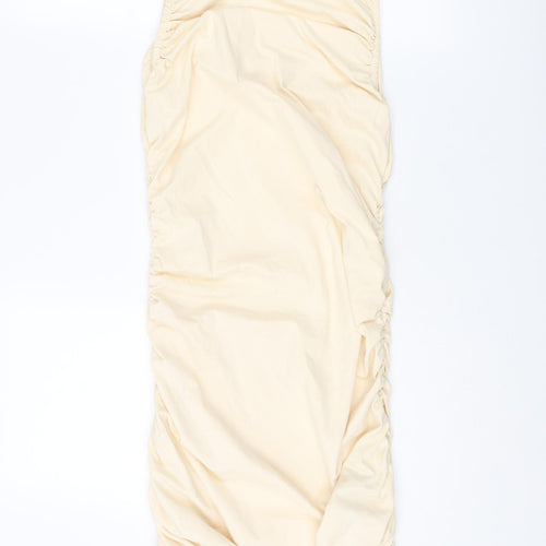 NA-KD Womens Ivory Cotton A-Line Size XL Mock Neck Pullover