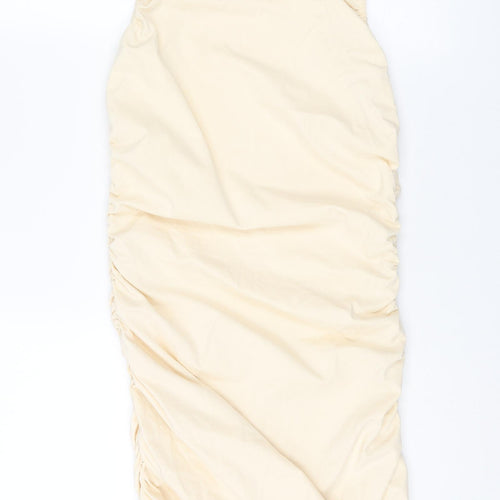 NA-KD Womens Ivory Cotton A-Line Size XL Mock Neck Pullover