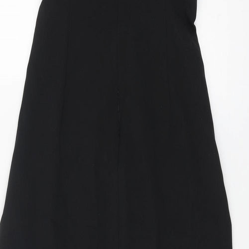 Zara Womens Black Polyester Slip Dress Size M V-Neck Zip