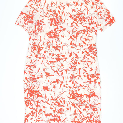 Viyella Womens Red Floral Polyester A-Line Size 12 Round Neck Zip