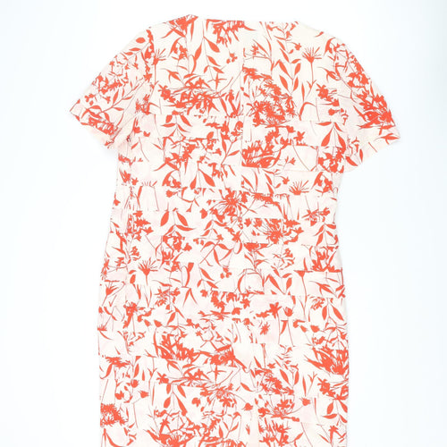 Viyella Womens Red Floral Polyester A-Line Size 12 Round Neck Zip