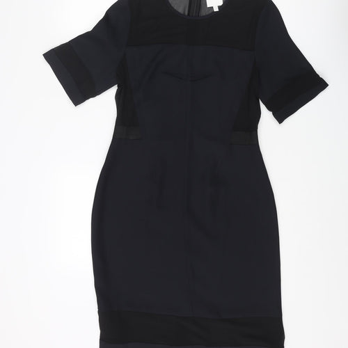 ASOS Womens Blue Polyester A-Line Size 10 Round Neck Zip