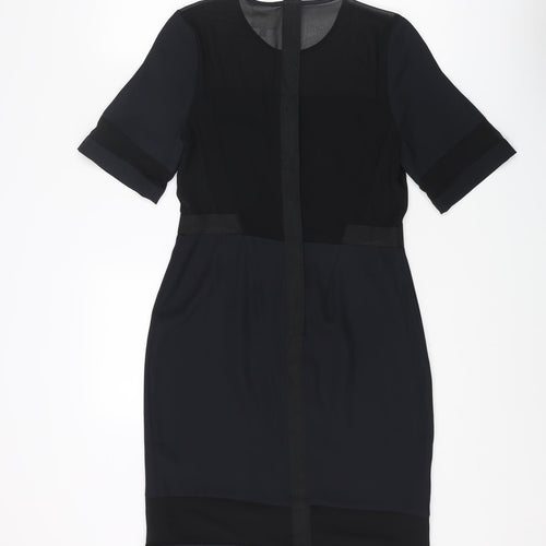 ASOS Womens Blue Polyester A-Line Size 10 Round Neck Zip
