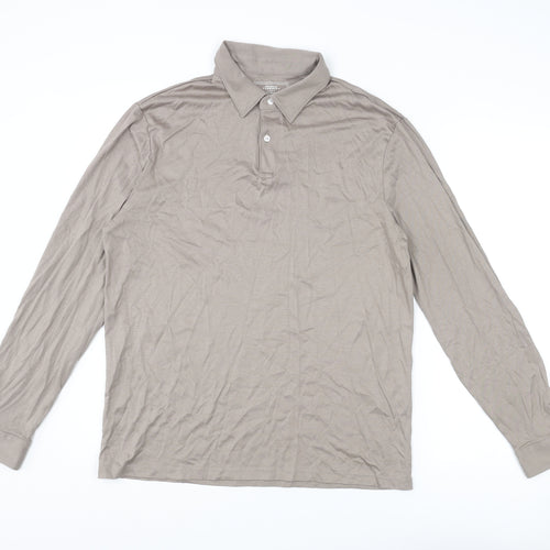 Charles Tyrwhitt Mens Grey Cotton Polo Size M Collared Button