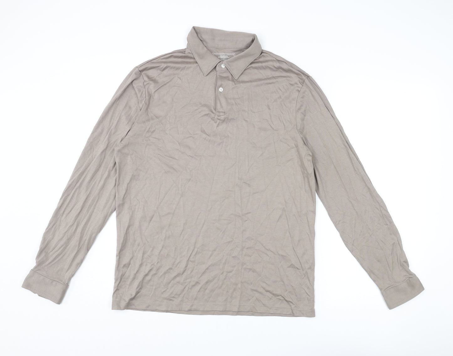 Charles Tyrwhitt Mens Grey Cotton Polo Size M Collared Button