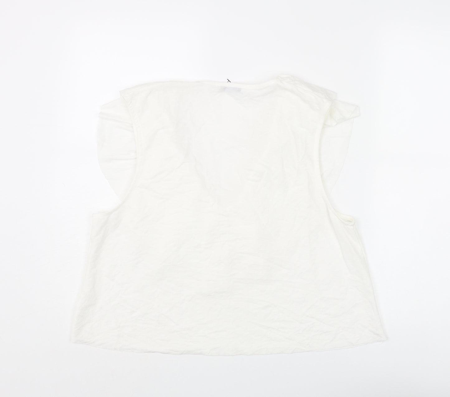 Zara Womens White Polyester Camisole Blouse Size L V-Neck - Frill