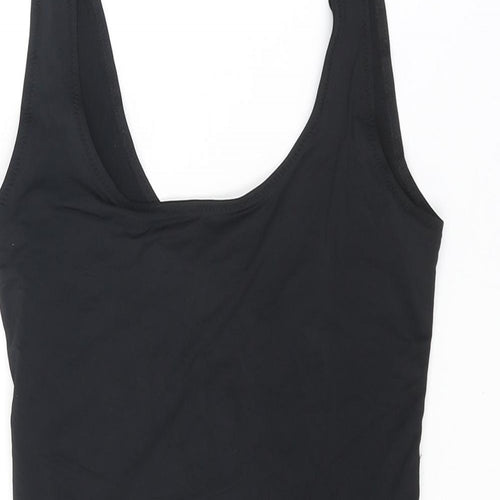 Zara Womens Black Polyester Bodysuit One-Piece Size M Snap