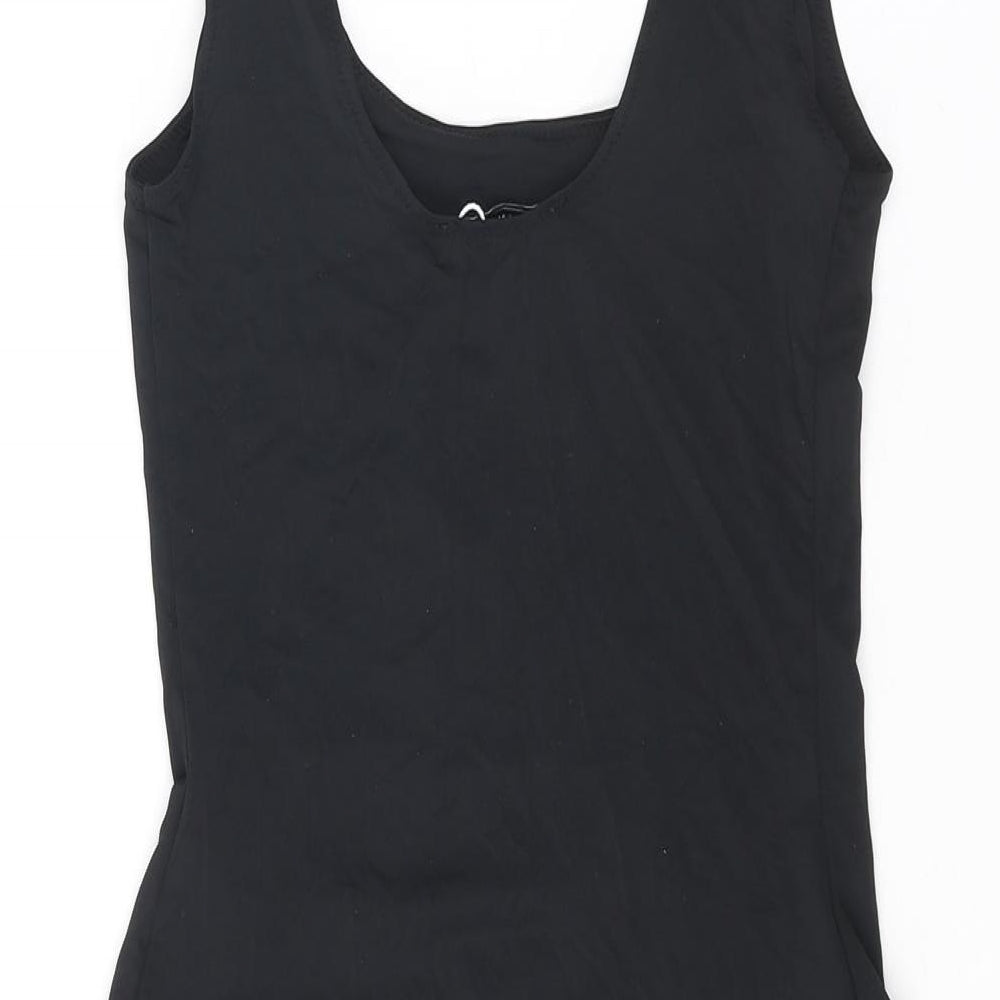 Zara Womens Black Polyester Bodysuit One-Piece Size M Snap