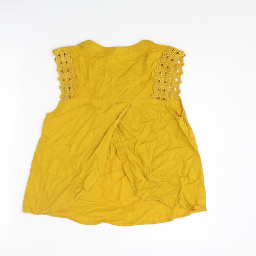 Only Womens Yellow Viscose Basic Tank Size 10 Round Neck