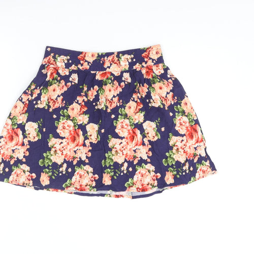 FOREVER 21 Womens Multicoloured Floral Viscose Skater Skirt Size M