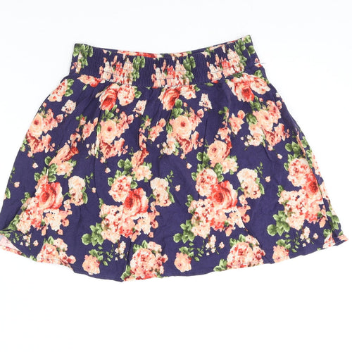 FOREVER 21 Womens Multicoloured Floral Viscose Skater Skirt Size M