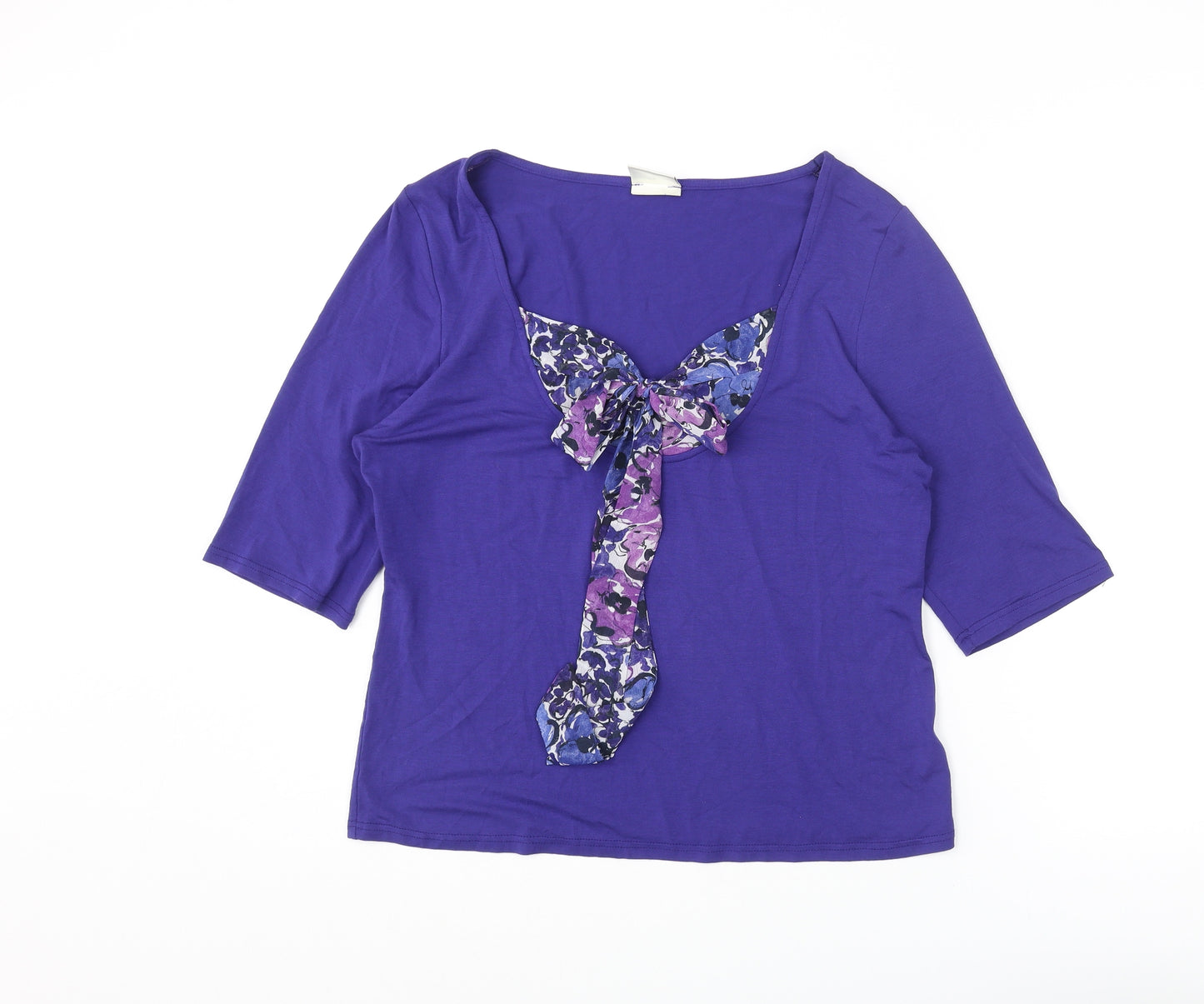 Kaliko Womens Blue Viscose Basic T-Shirt Size 14 Scoop Neck