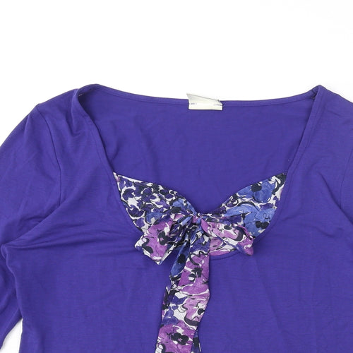 Kaliko Womens Blue Viscose Basic T-Shirt Size 14 Scoop Neck