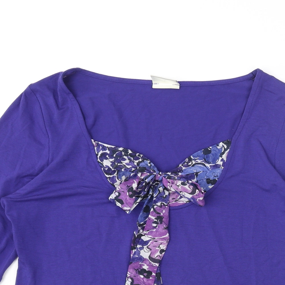 Kaliko Womens Blue Viscose Basic T-Shirt Size 14 Scoop Neck