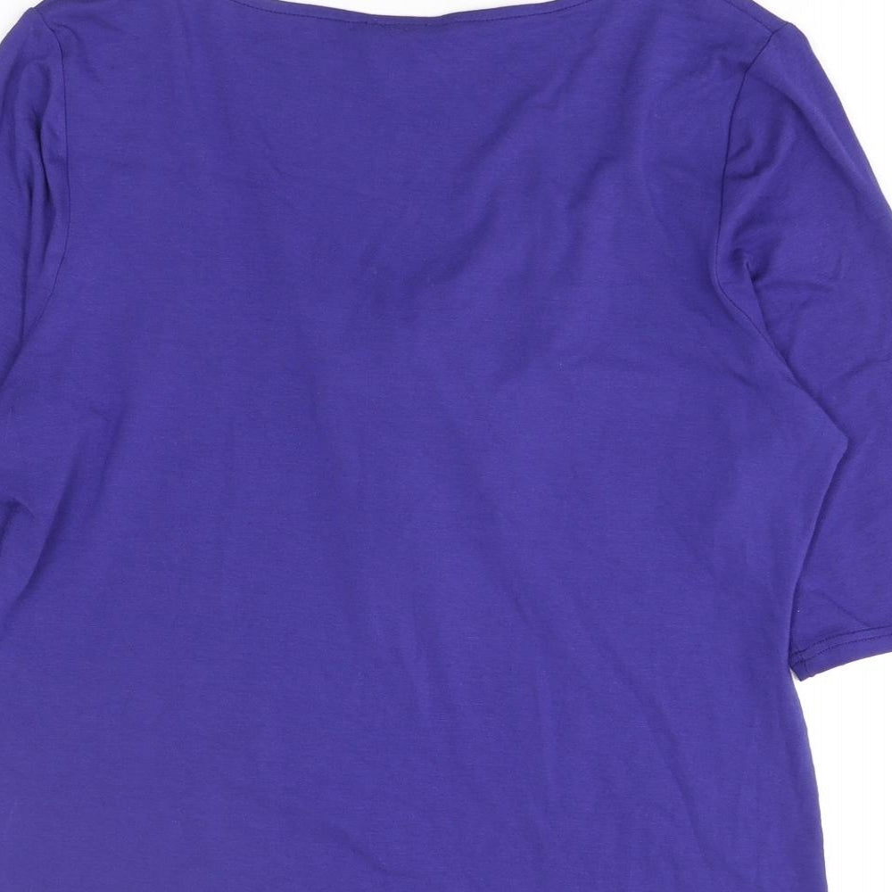 Kaliko Womens Blue Viscose Basic T-Shirt Size 14 Scoop Neck