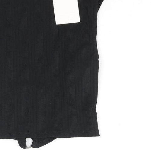 Stradivarius Womens Black Polyester Basic Tank Size S V-Neck