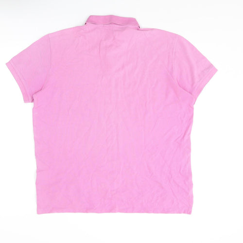 Polo Ralph Lauren Mens Pink Cotton Polo Size L Collared Button