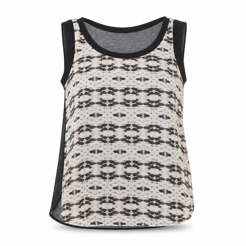Mango Womens Multicoloured Geometric Polyester Basic Tank Size L Scoop Neck