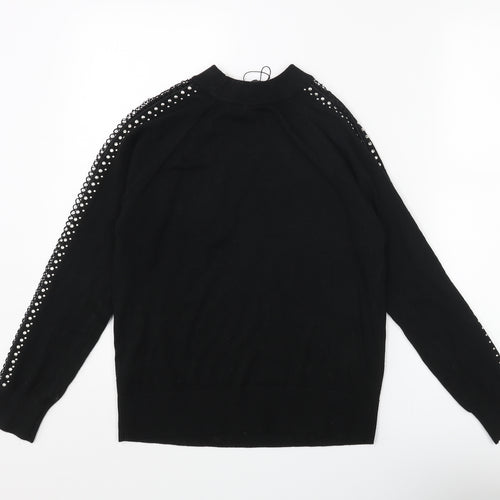 Topshop Womens Black Round Neck Acrylic Pullover Jumper Size 6